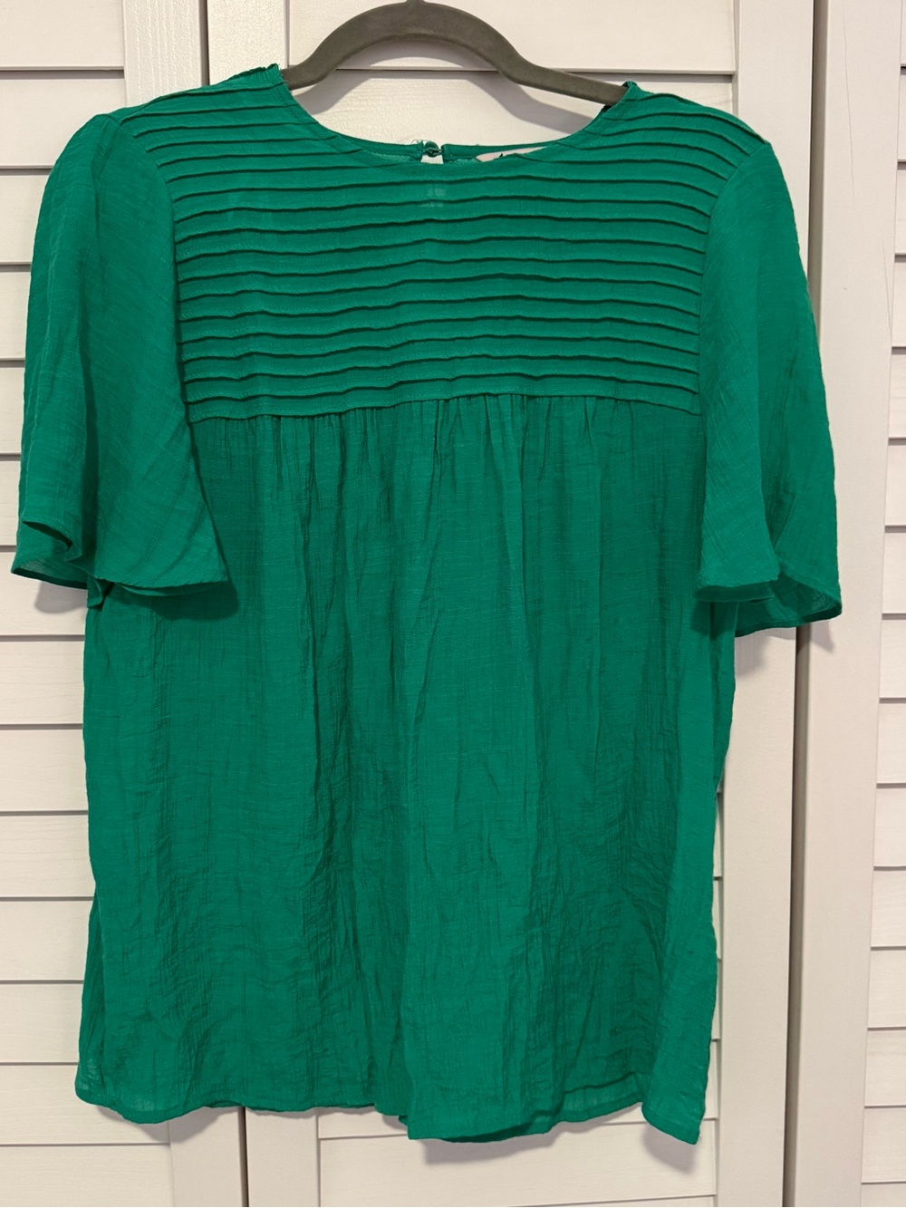 Nanette Lepore Emerald Pintuck Flutter Sleeve Blouse, Office, Business, Fall